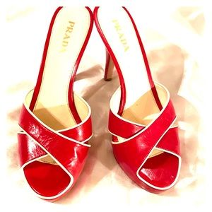 Cherry red Prada Pump heel